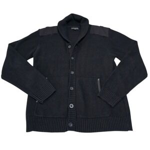 Trash Nouveau Men's Black Shawl Collar Button Front Cardigan Sweater JM‎ L
